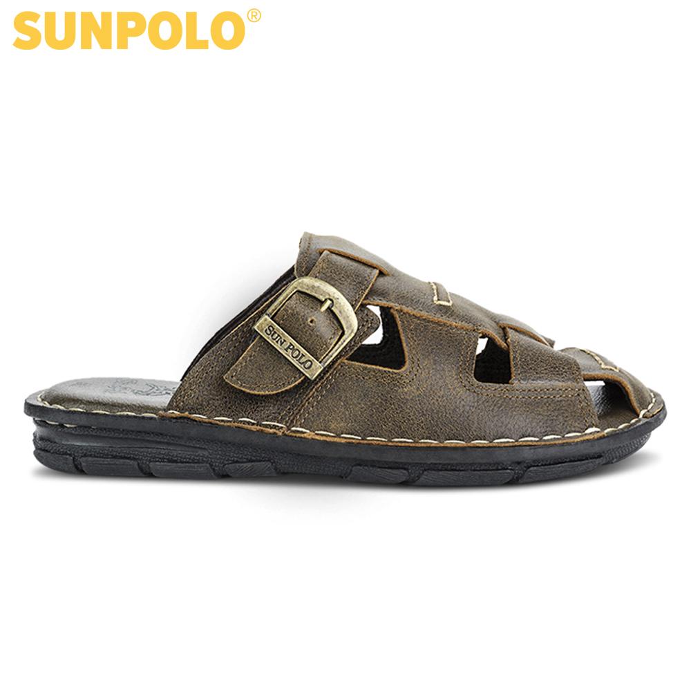 Dép Rọ Nam Da Bò SUNPOLO ABI019 (Đen, Nâu)