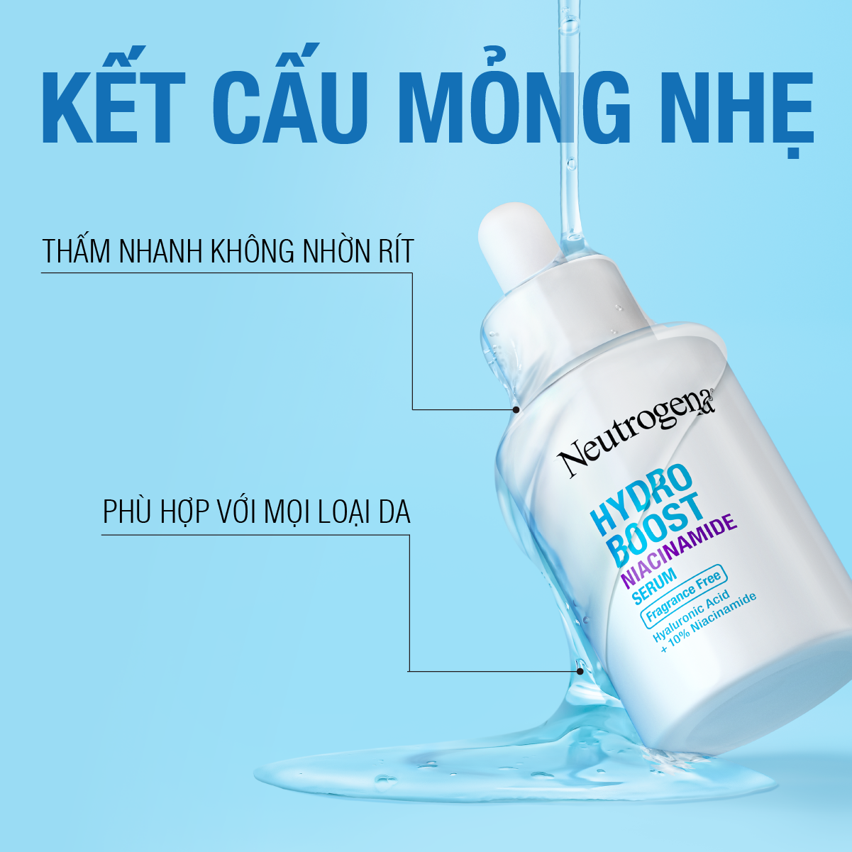 Serum sáng da & thu nhỏ lỗ chân lông Neutrogena® Hydroboost Niacinamide Serum (30ml)