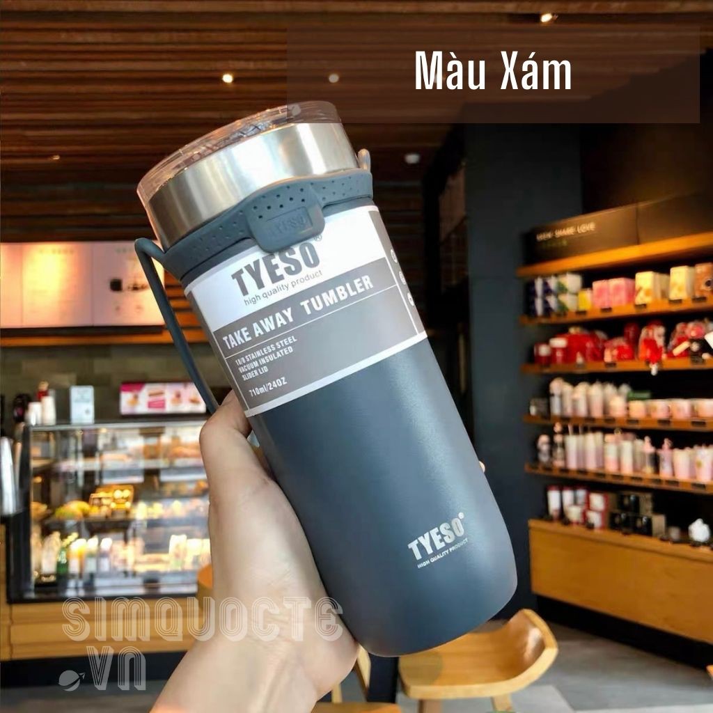 Bình giữ nhiệt Tyeso 710ML thiết kế dễ thương có quai xách silicone rộng rãi