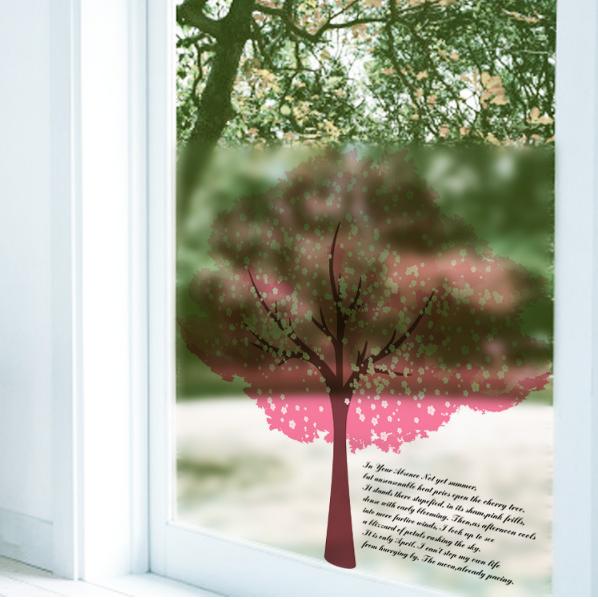 Decal Trang Kính Cao Cấp - Cây Hồng lớn ( 60x58 )-DK7030