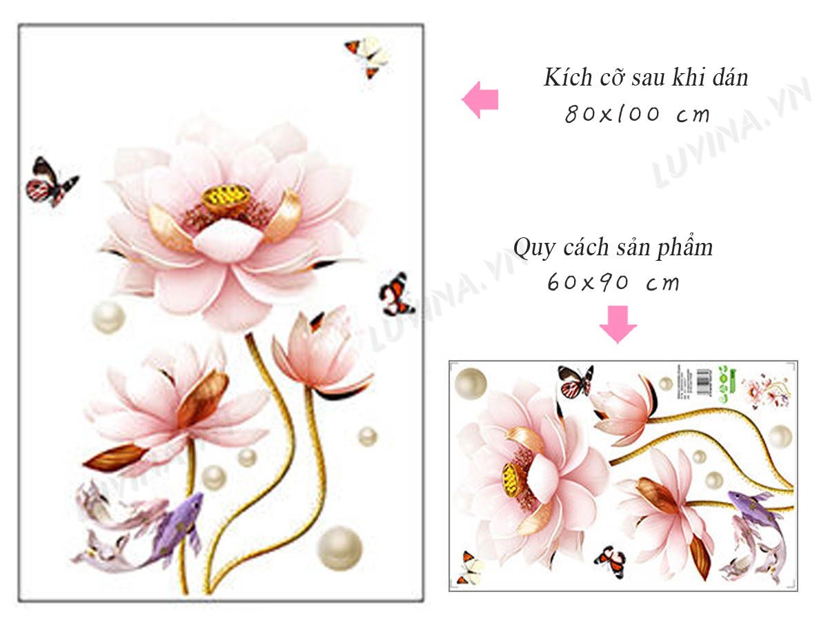 Decal dán tường Hoa sen hồng