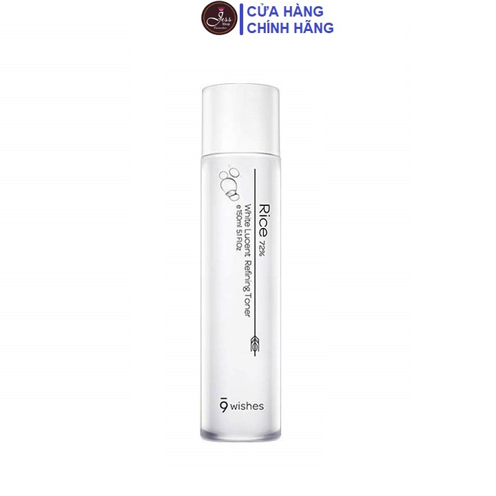 Nước Hoa Hồng 9Wishes Rice 72% White Lucentrefining Toner 150ml