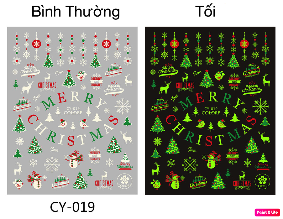 Sticker Noel Dạ Quang Trang Trí Móng CY