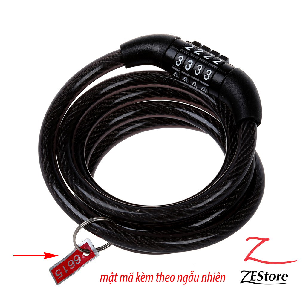 Khoá dây xe máy xe đạp 4 số