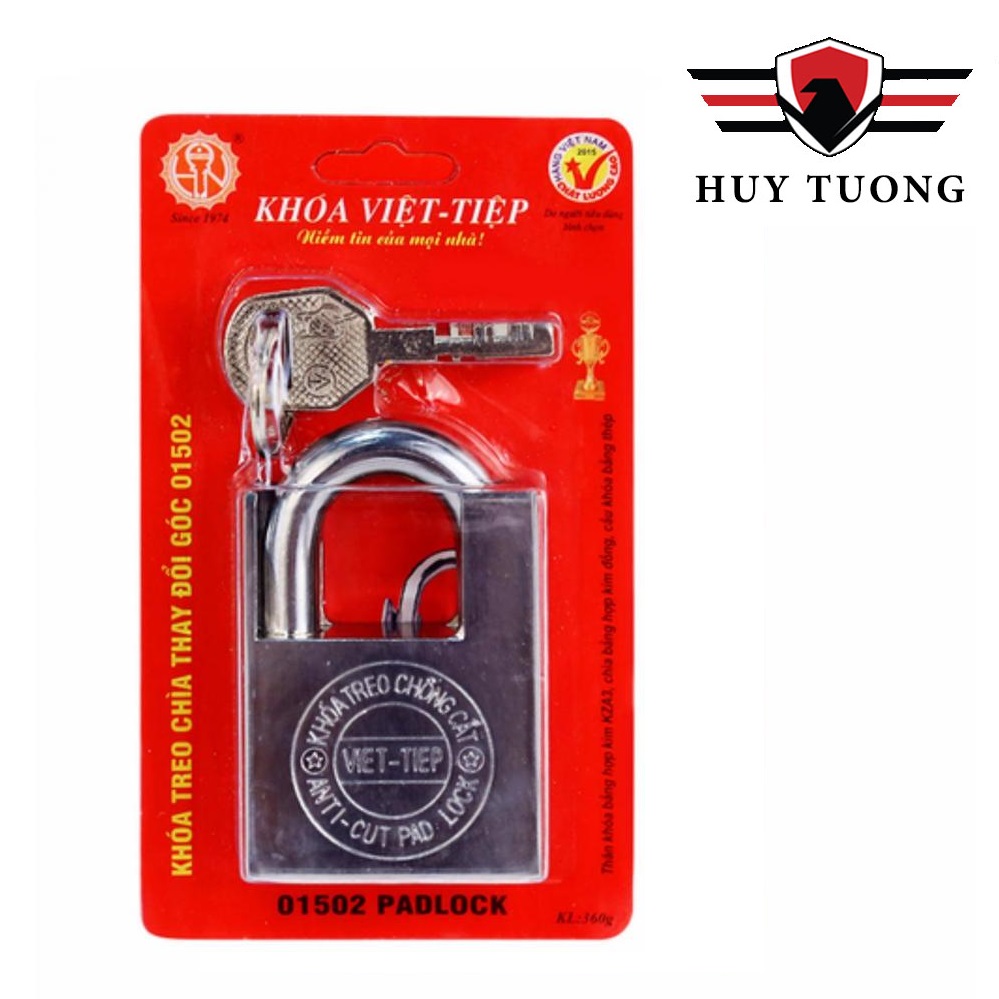 Ổ khoá Việt Tiệp loại lớn 77 x 50 ống phi 10mm Chống cắt 01502