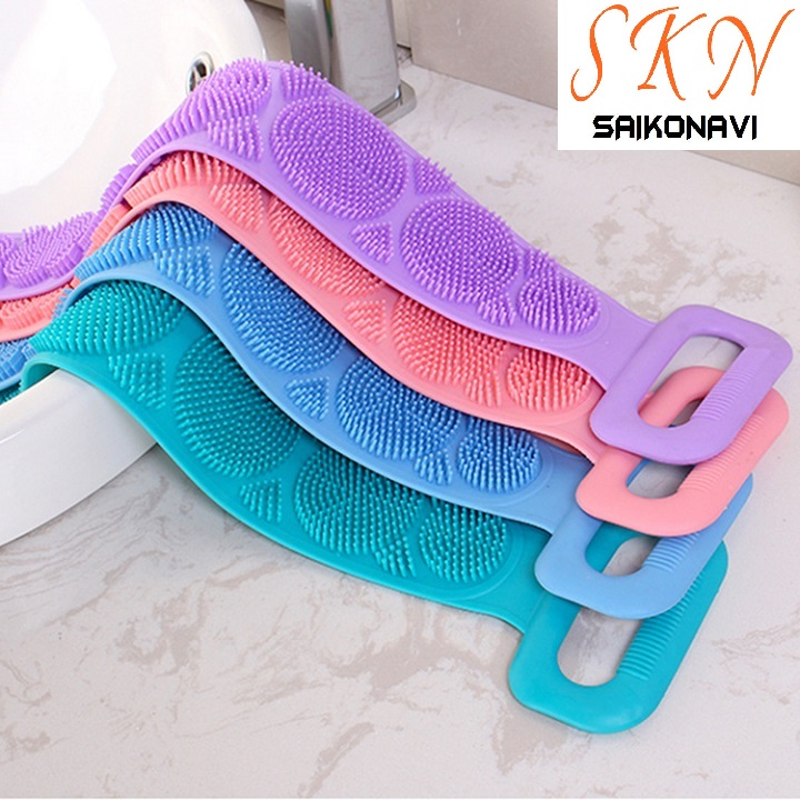 Dây Tắm Cọ, Chà Lưng 2 Mặt Bằng Silicon Đa Năng-Dây Tắm Cọ Lưng Silicon-Chà Lưng Silicon 2 Mặt Siêu Mềm Mịn Tẩy Tế Bào Chết