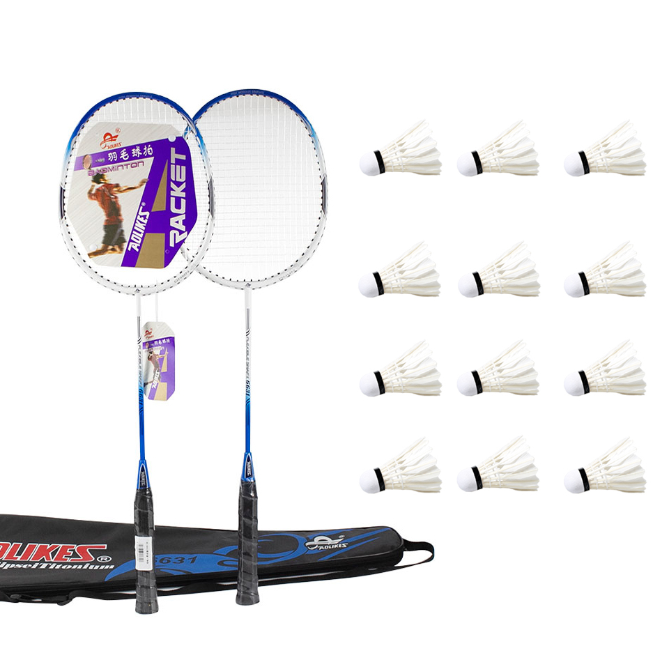 Combo 2 vợt cầu lông AOLIKES A-6631 + hộp 12 quả cầu cao cấp