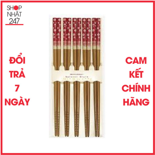 Set 5 đôi đũa hoa đỏ cao cấp nội địa Nhật Bản