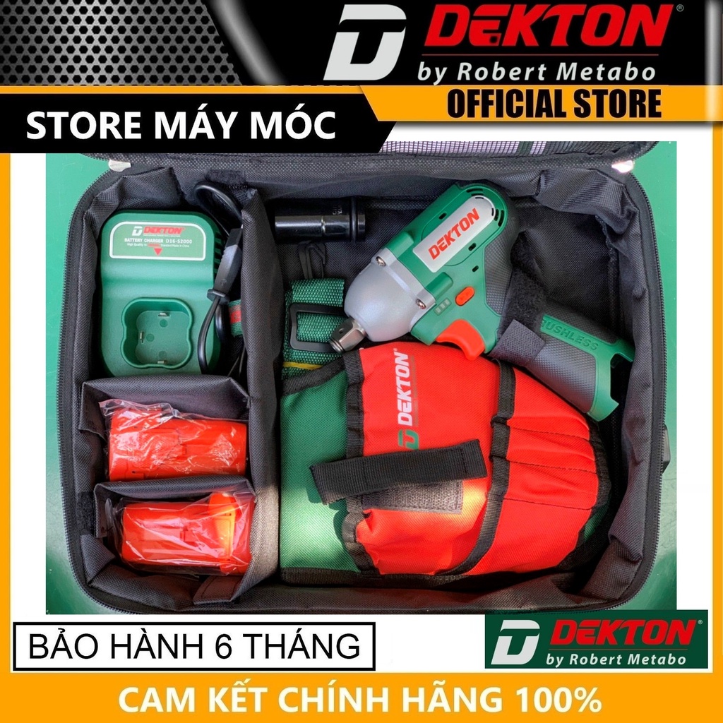 Máy siết bulong vặn vít dùng pin 16.8v dekton d16-iw200n - hàng chính hãng