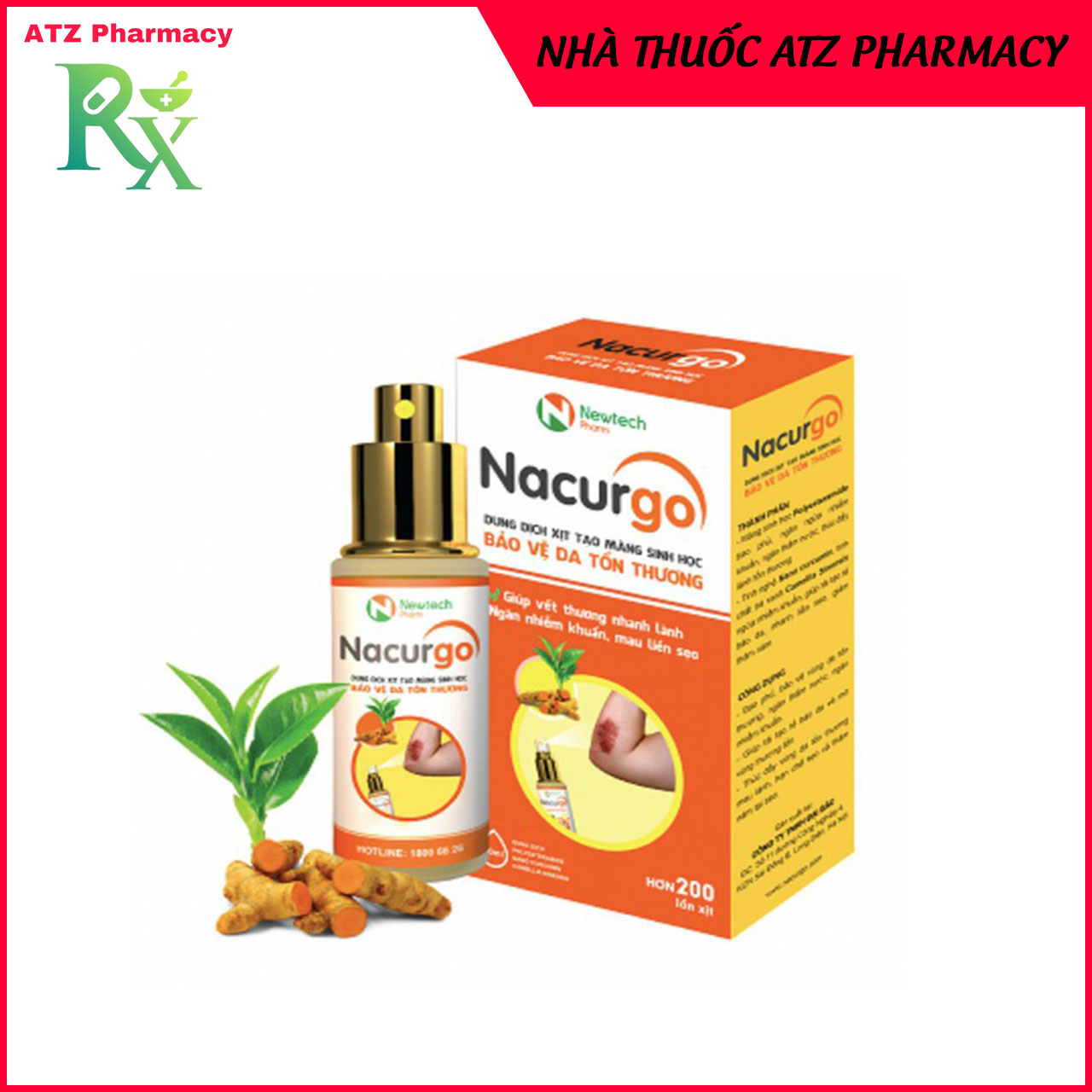 Nacurgo - băng vết thương dạng xịt giúp mau lành vết thương - atz pharmacy