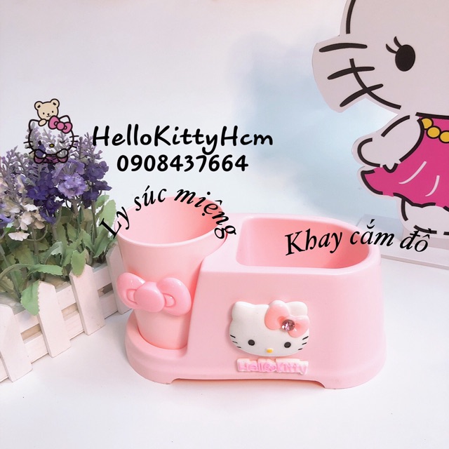[HCM]Khay Cắm Bàn Chải Kem Đánh Răng Kitty Và Mon