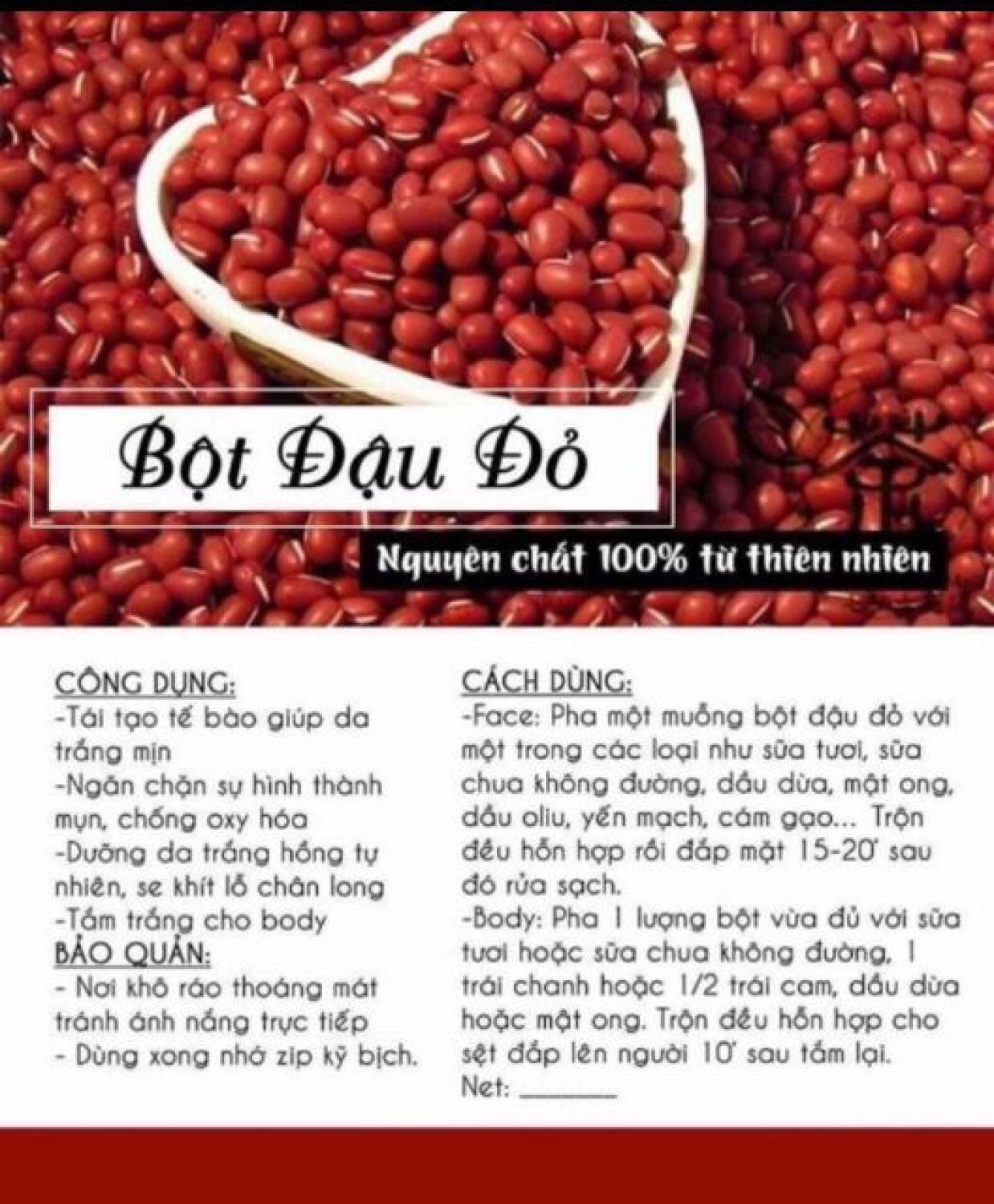 1 lạng bột đậu đỏ tắm trắng handmade