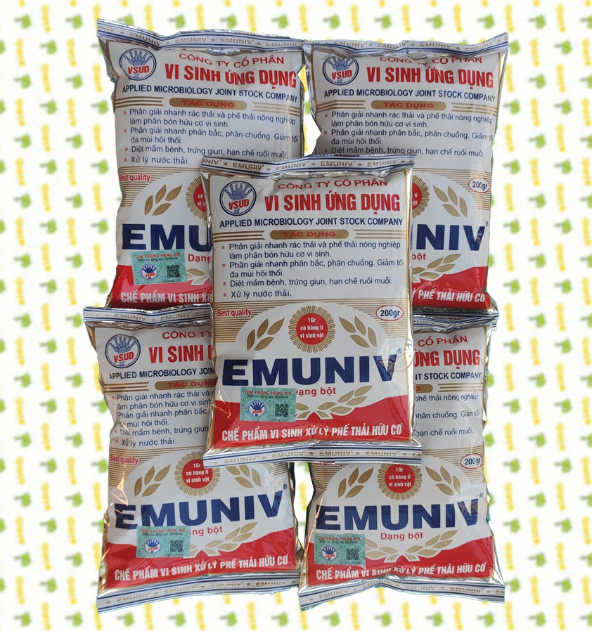 [Combo 5 Gói] Chế phẩm EMUNIV bột 200g ủ phân và rác thải hữu cơ