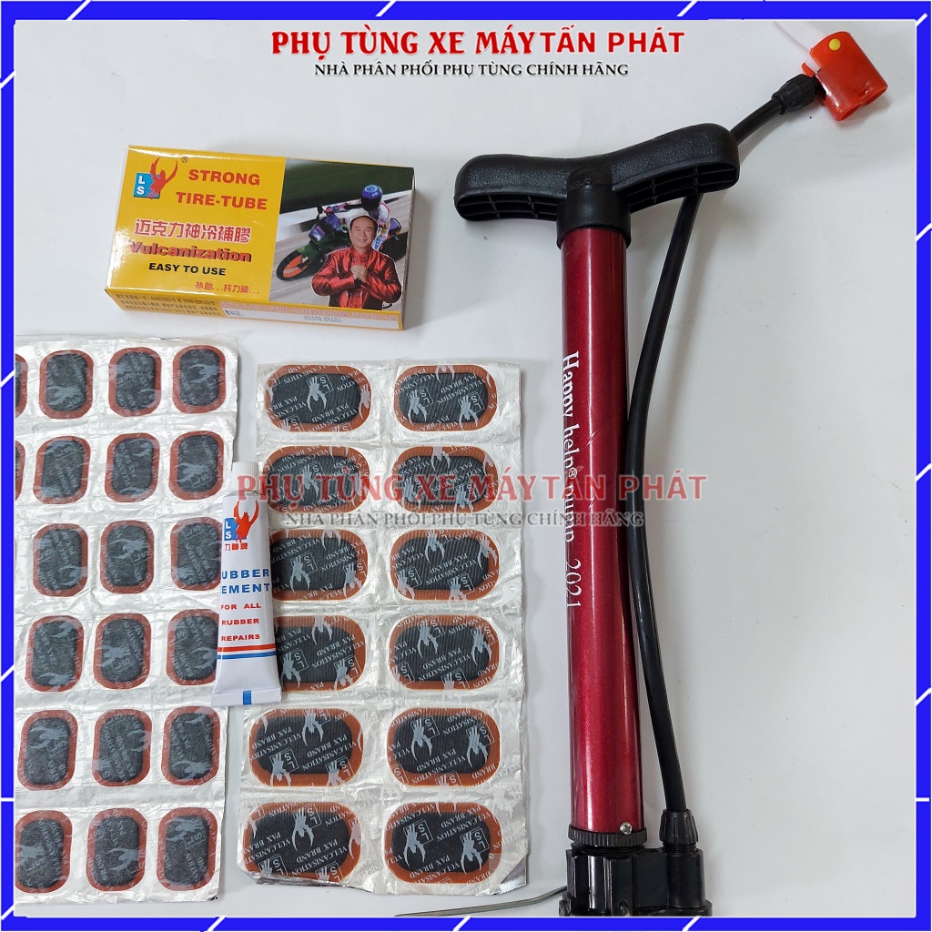 Bộ Vá Ruột - Săm Xe Máy Xe Đạp 6 Món Lưỡi Cưa (Bơm Mini 30cm Màu giao ngẫu nhiên)