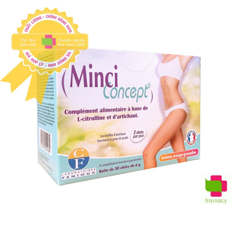 Giảm cân Minci Concept, Pháp (30 gói) giảm mỡ bụng eo đùi cho phụ nữ an toàn, không gây mệt mỏi, mất nước
