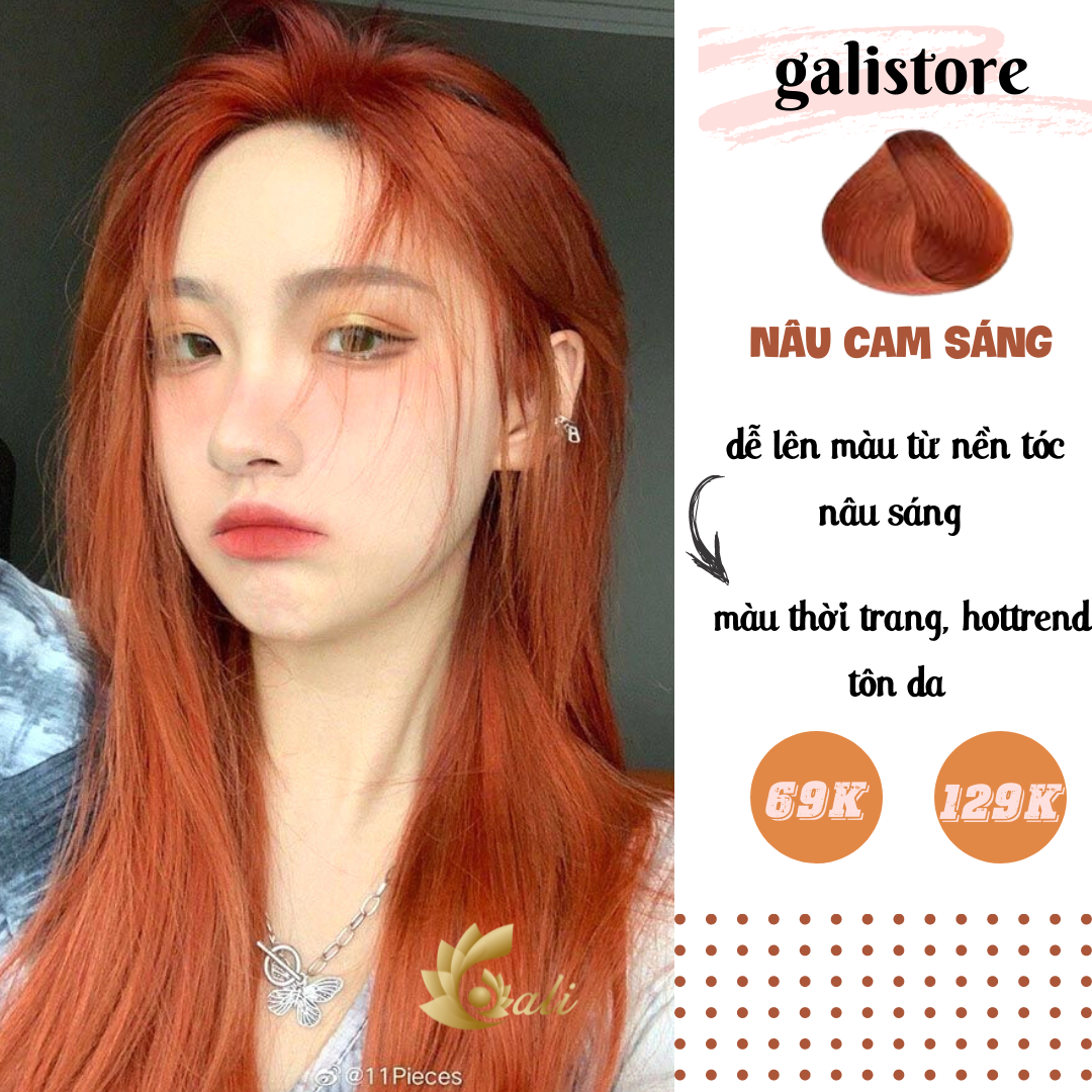 Thuốc nhuộm tóc màu nâu cam+ tặng kèm trợ dưỡng galistore