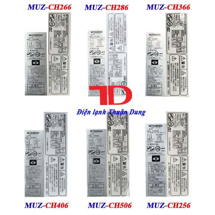Tem thông số dành cho máy lạnh MITSUBISHI nội địa