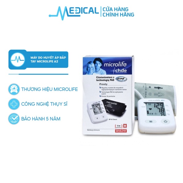 Máy đo huyết áp bắp tay MICROLIFE A2 Classic dễ sữ dụng, đơn giản, nhỏ gọn - MEDICAL bán chạy