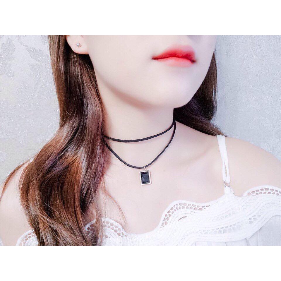[HCM]TATOO CHOKER 2 TẦNG MẶT ĐÁ