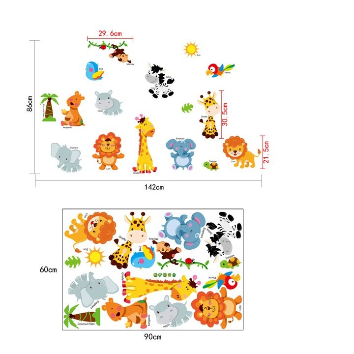 [HCM]DECAL DÁN TƯỜNG THÚ QUA CẦU VÀ VƯỜN THÚ SỐ 4