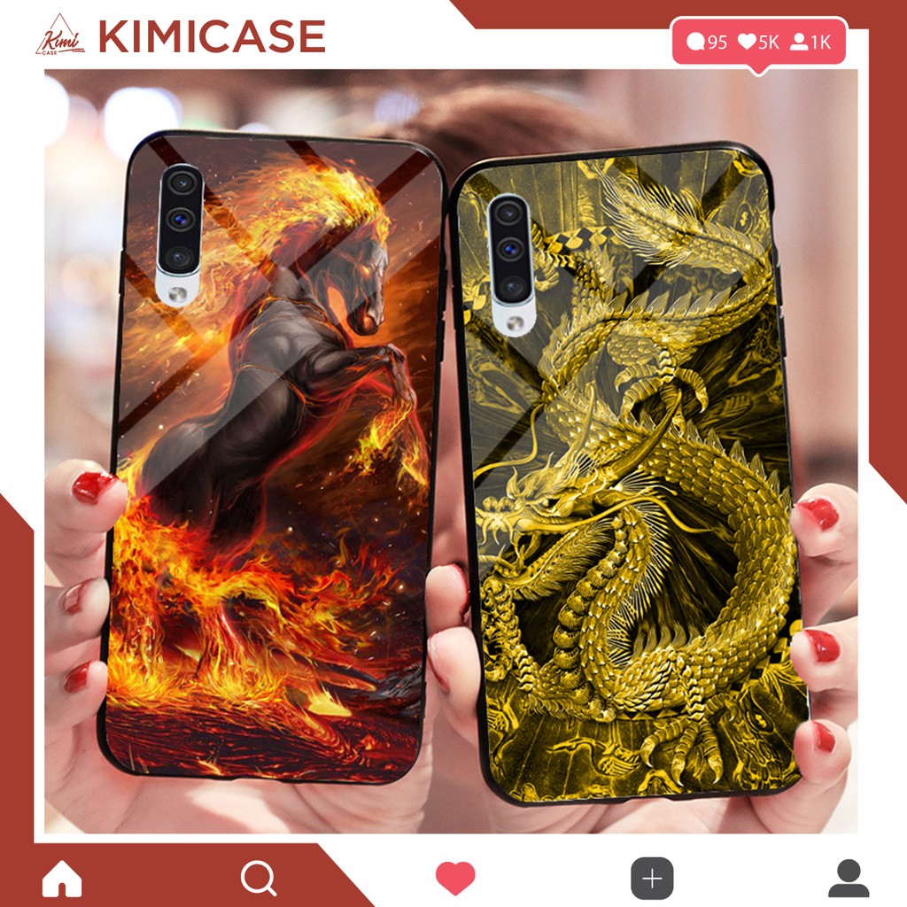 Ốp Samsung A10 , A01 , A80 / A90 lưng kính cường lực sang trọng mạnh mẽ (Video quay thật) kimicase