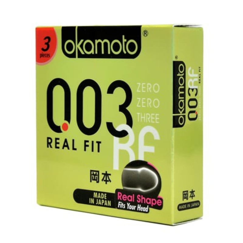 Bao cao su 0.03 REAL FIT OKAMOTO – Hộp 3 Chiếc