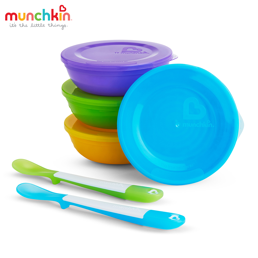 Bộ 4 bát có nắp + 2 thìa Munchkin