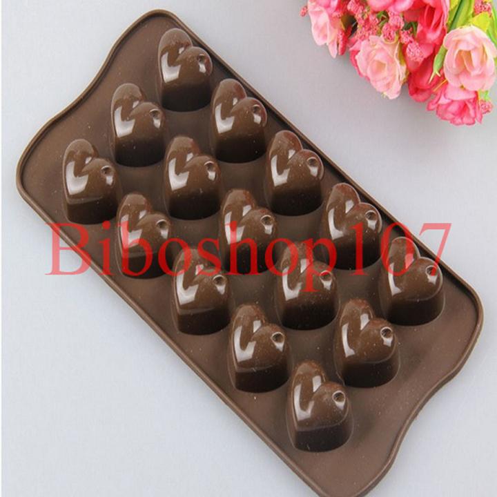 Khuôn silicon làm kẹo, thạch, rau câu, socola 15 trái tim giọt nước