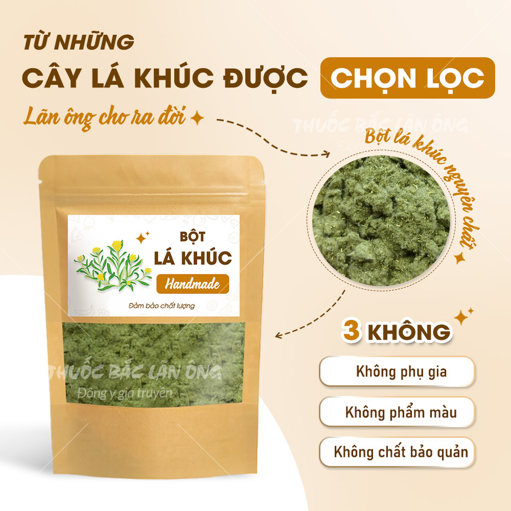 Bột lá khúc nguyên chất 100g (Bột rau khúc, bánh xôi khúc) - Thuốc Bắc Lãn Ông