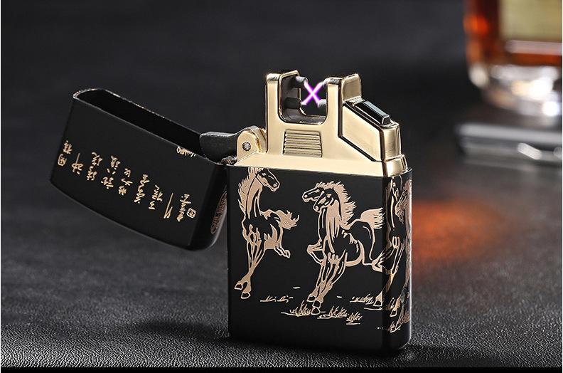 Bật lửa Jobon cao cấp khắc ngựa vàng