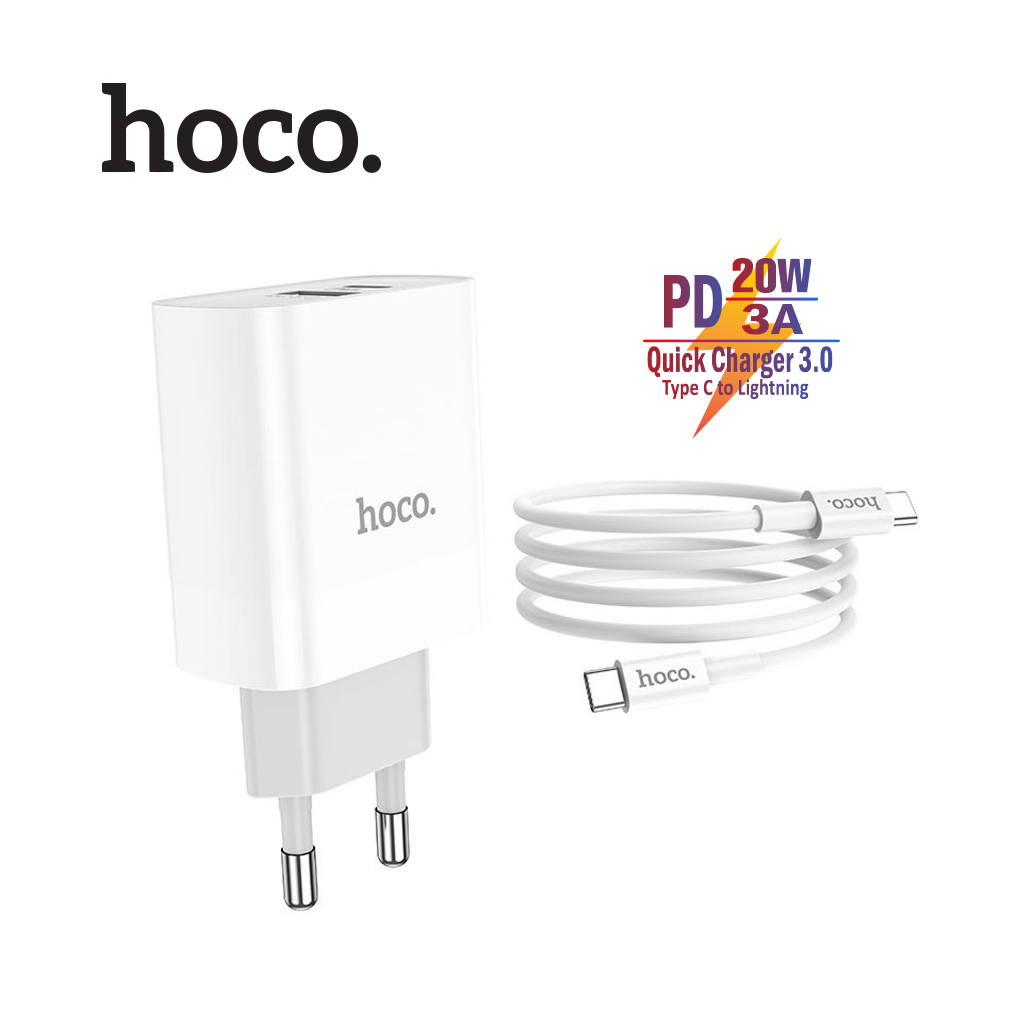 Bộ sạc nhanh hoco c80/c80a 2 cổng hỗ trợ pd 20w sạc nhanh 3a quick charger 3.0 cho iphone/ipad
