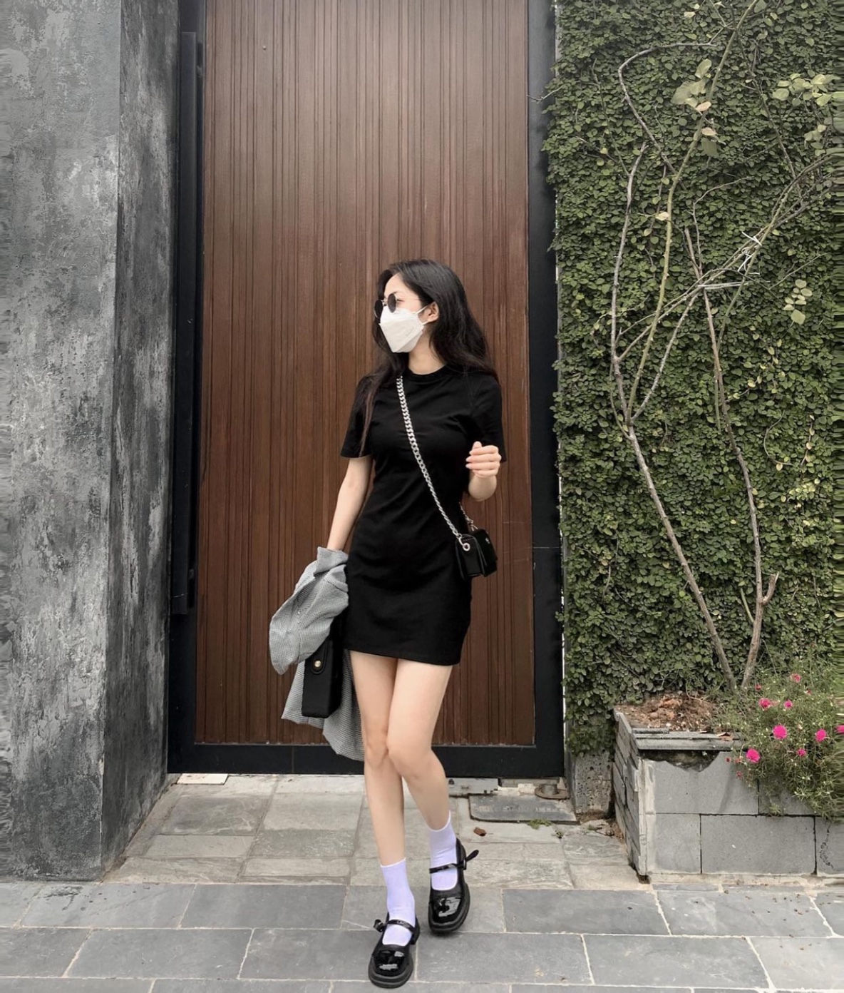 Váy body cổ tròn basic nữ thun gân mã 228