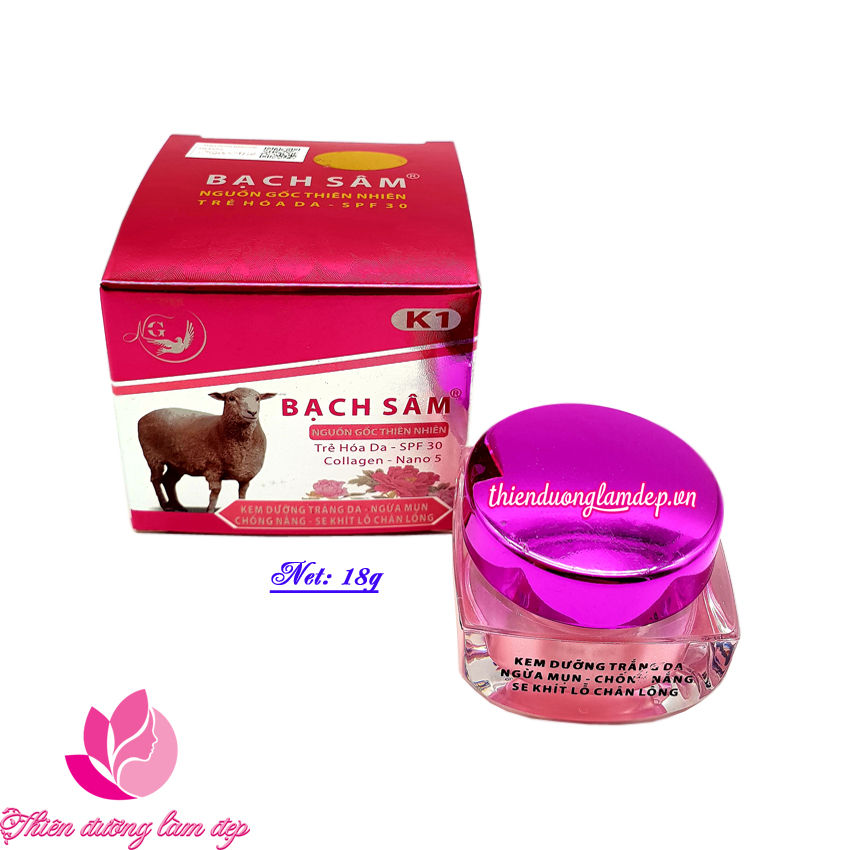 Kem dưỡng trắng da ngừa các loại mụn chống nắng bảo vệ da se khít lỗ chân lông K1 BẠCH SÂM - 18g