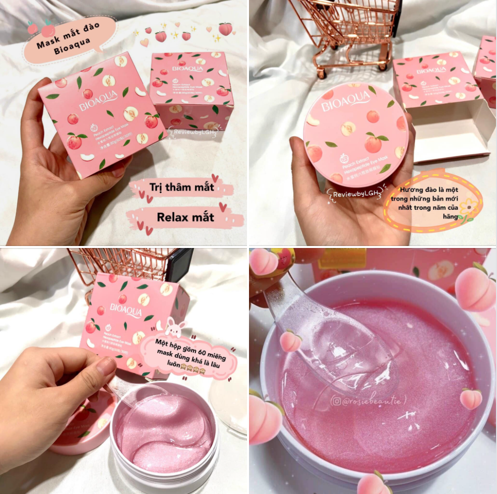 Hộp 60 Mặt Nạ Mắt Chiết Xuất Đào Dưỡng Ẩm Làm Mịn Và Săn Chắc Da Giảm Quầng Thâm Bọng Mắt