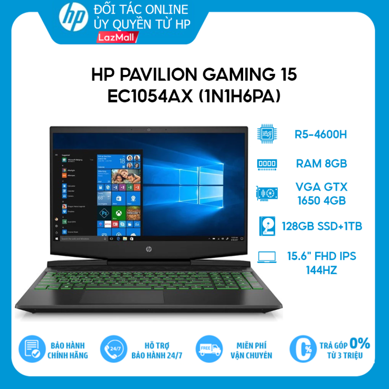 Bảng giá Laptop HP Pavilion Gaming 15-ec1054AX 1N1H6PA) (R5-4600H | 8GB | 128GB + 1TB | VGA GTX 1650 4GB | 15.6 FHD 144Hz | Win 10 Phong Vũ
