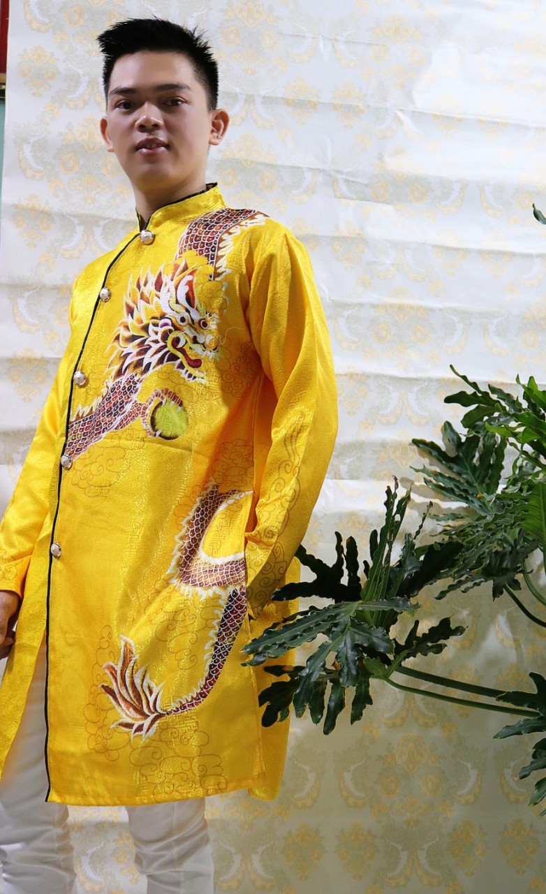 áo dài nam chất vải gấm thương hải