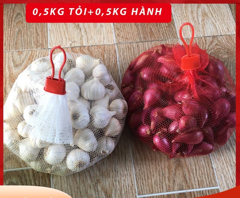 Tỏi củ to  (0,5kg loại ngon) + hành tím (0,5kg loại ngon) - combo