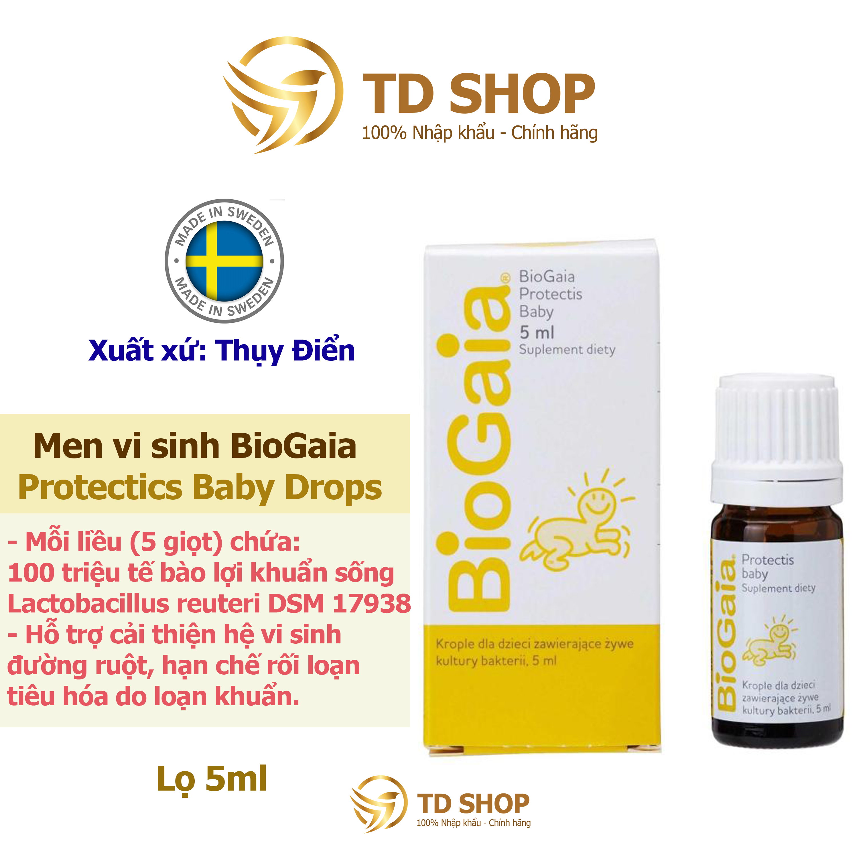 BioGaia Protectis Baby Drops - Men Vi Sinh Cho bé dạng lọ thuỷ tinh - TD Shop