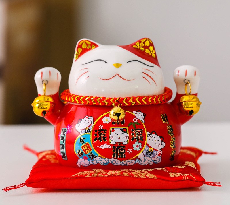 Mèo thần tài Ngũ Phúc Lâm Môn 10cm