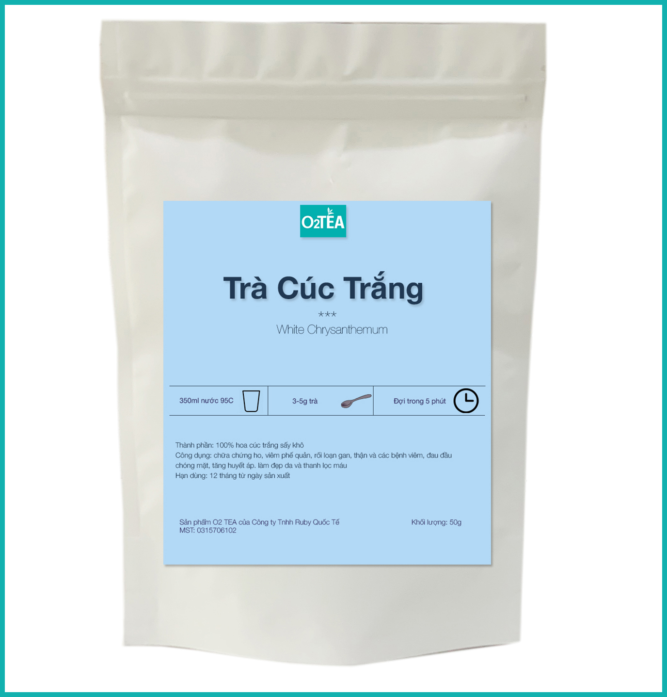 Trà Cúc Trắng 50g Túi Zip - Trà O2 TEA (White chrysanthemum tea)