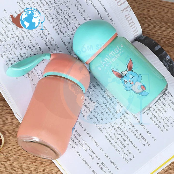 [HCM]BÌnh nước thủy tinh con thỏ dể thương 300ml