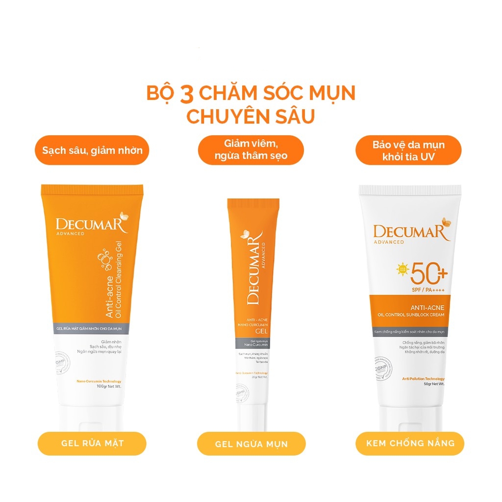 Sữa Rửa Mặt Kiểm Soát Nhờn Mụn Dạng Gel Decumar Advanced (CVI) (Tuýp 100 gram) [Chính Hãng]