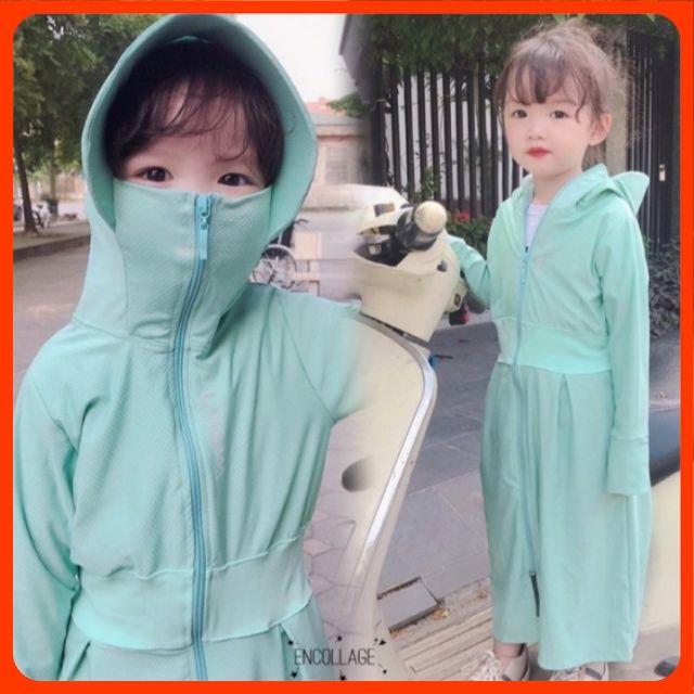 Áo khoác chống nắng trẻ em toàn thân - Áo nắng bé gái ngắn thời trang cao cấp dáng dài vải thông hơi trẻ em - học sinh nhập khẩu Nhật Bản giá rẻ thoáng mát đi ngoài đường đủ màu sắc từ 15-33kg