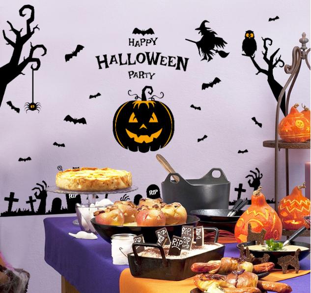 Decal trang trí tường - Halloween Bí Đỏ Kinh Dị