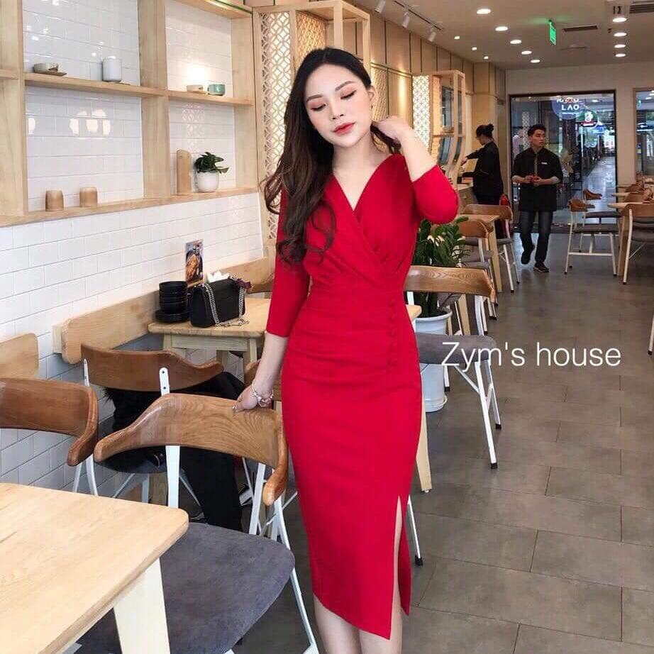Đầm body tay lỡ xẻ tà sexy