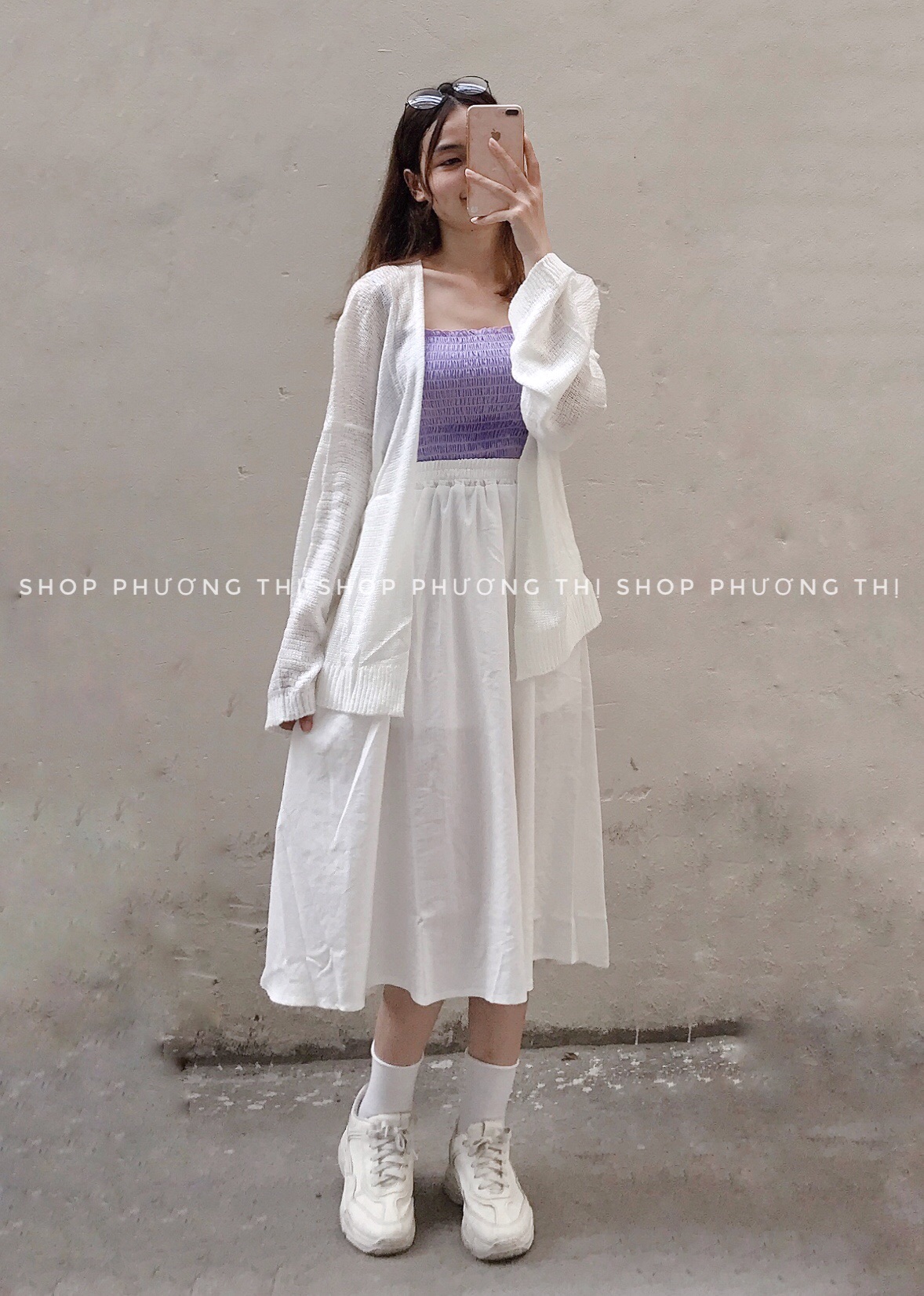 Chân váy midi hàn quốc chất đũi dáng xoè ulzzang (hình shop tự chụp)