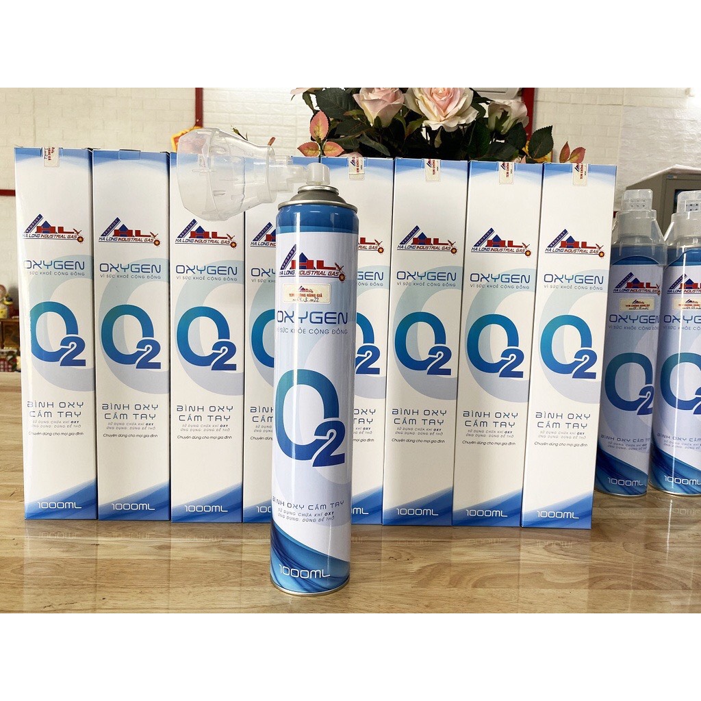 Combo 2 bình oxy mini cầm tay có sẵn nắp thở
