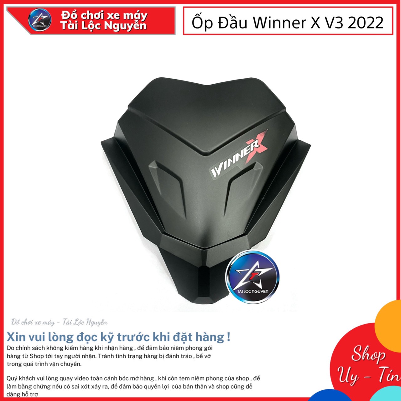 Ốp đầu - chắn gió winner x v3 2022 đen bóng, đen nhám
