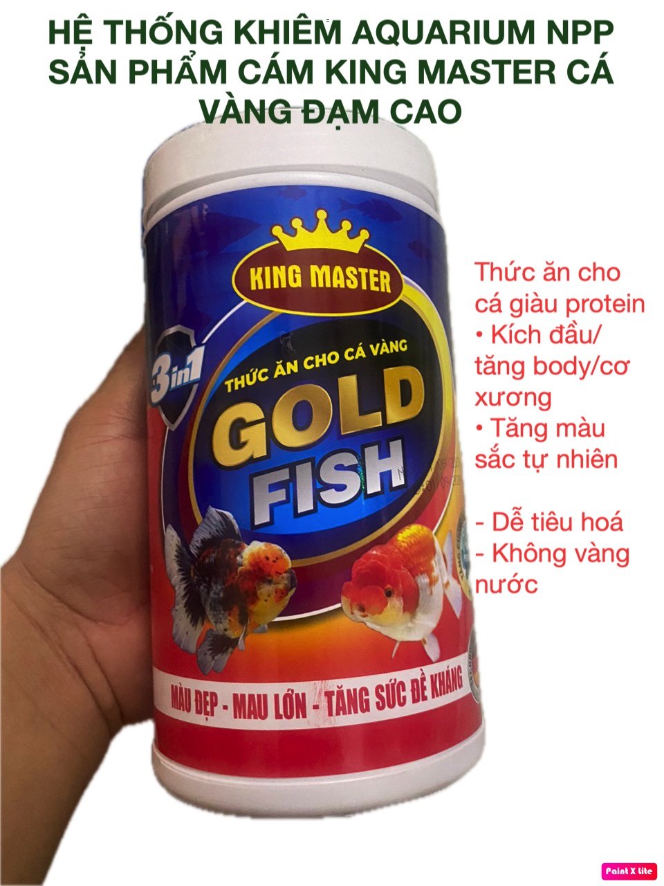 Thức ăn cá vàng ranchu KING Master FOOD 45% giúp tăng đầu cá cảnh, cá ...