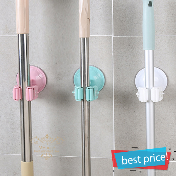 Hanger Hook Traceless Free Nail Sucker Hook Mop Holder Wall Mounted Kitchen Bathroom Suction Cup Rag/Broom/Mop Rack Storage Holder Sucker